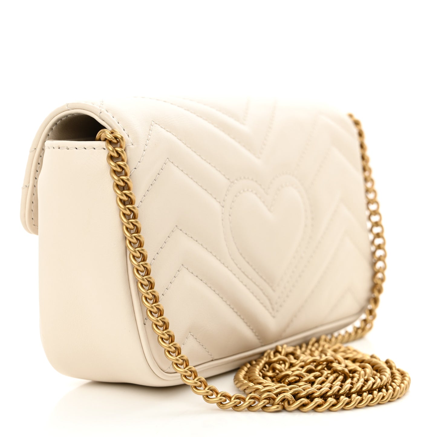 Calfskin Matelasse Super Mini GG Marmont Shoulder Bag White