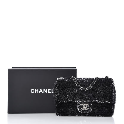 Chanel Sequin Single Flap Silver Black Silver 10 of 10