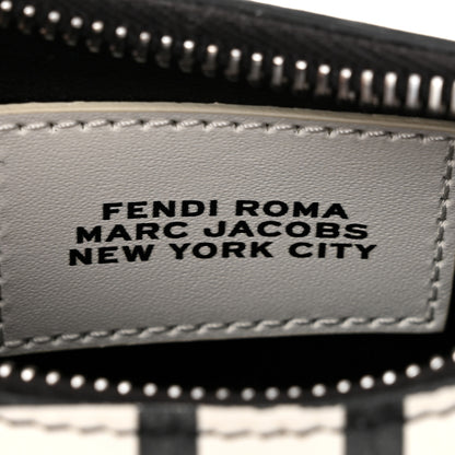 Fendi X MARC JACOBS Nappa Vitello King Logo Print Nano Fendigraphy Hobo Charm White Black 6 of 9
