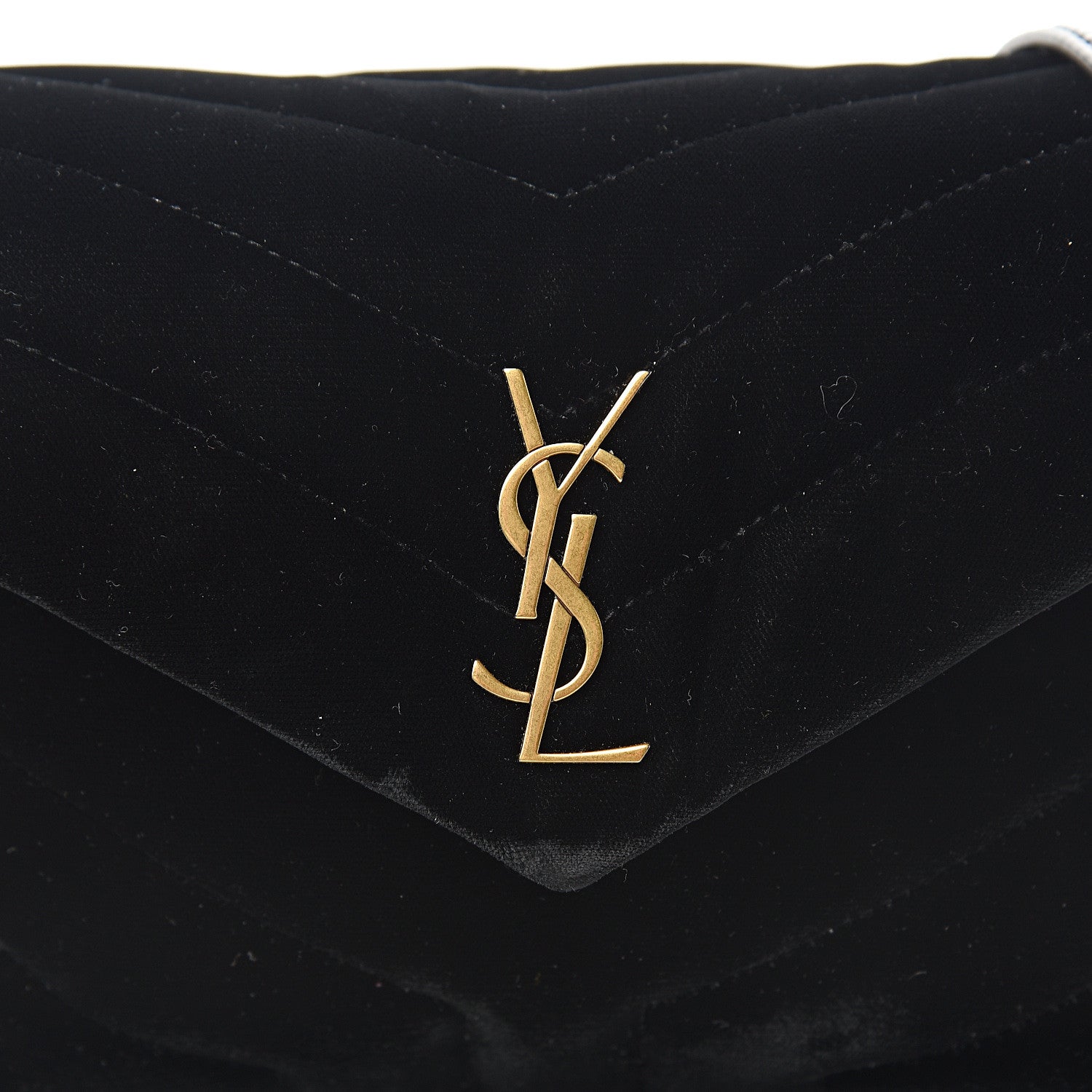 Saint Laurent Velvet Y Quilted Monogram Toy Loulou Chain Satchel French Black 9 of 10
