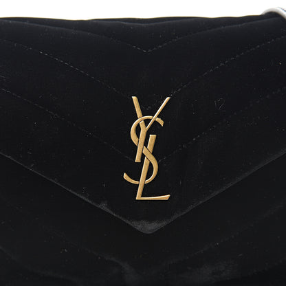 Saint Laurent Velvet Y Quilted Monogram Toy Loulou Chain Satchel French Black 9 of 10