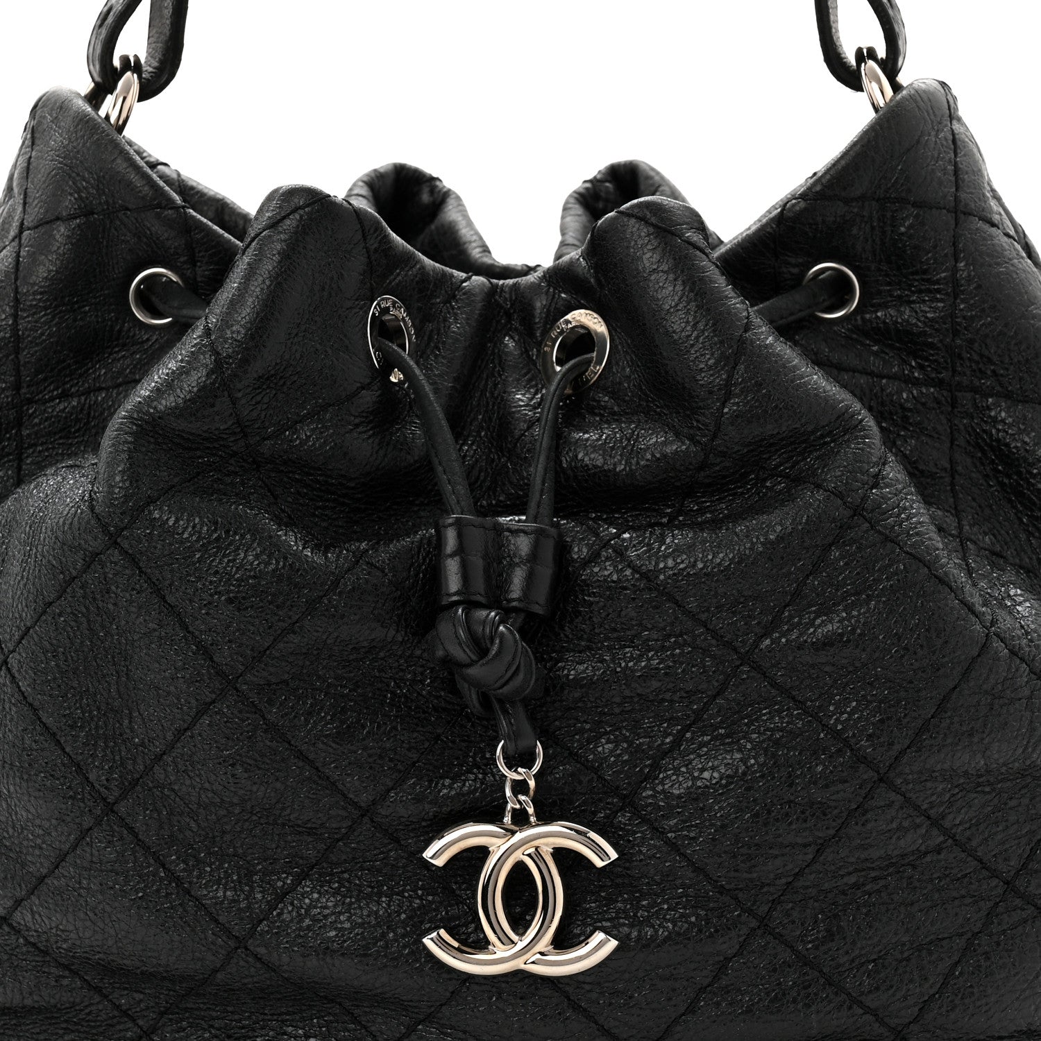 Chanel Glazed Calfskin On The Road Drawstring Tote Black 8 of 10