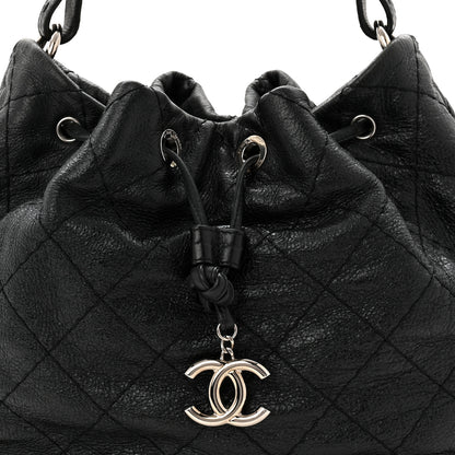 Chanel Glazed Calfskin On The Road Drawstring Tote Black 8 of 10