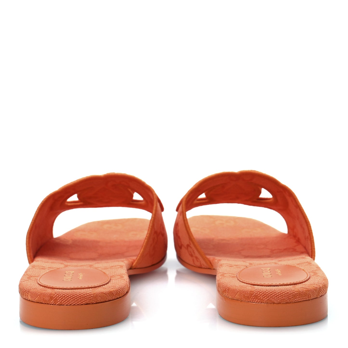 Canvas Interlocking G Cut Out Slide Sandals 40 Orange