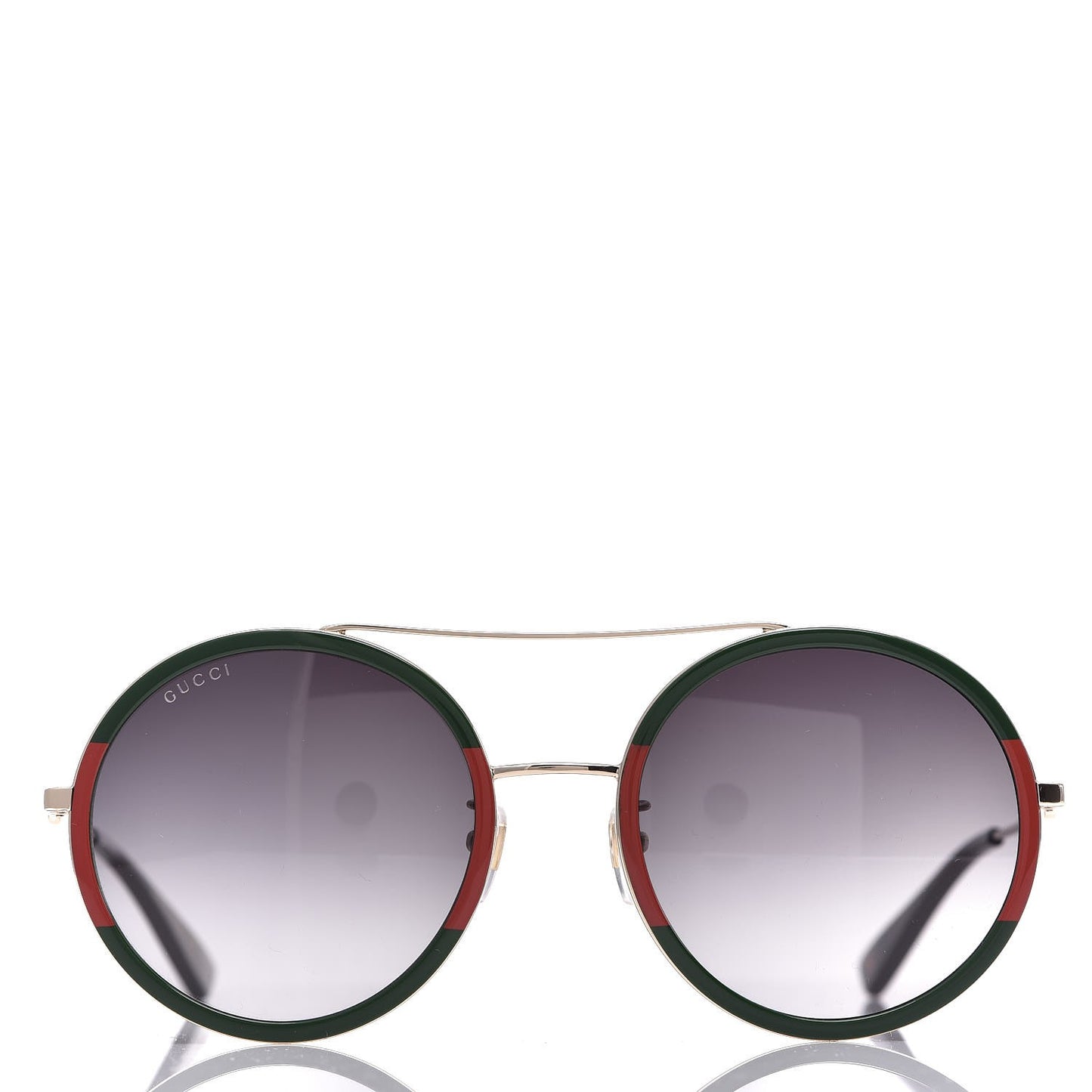 Round Frame Sunglasses GG0061S Gold Green