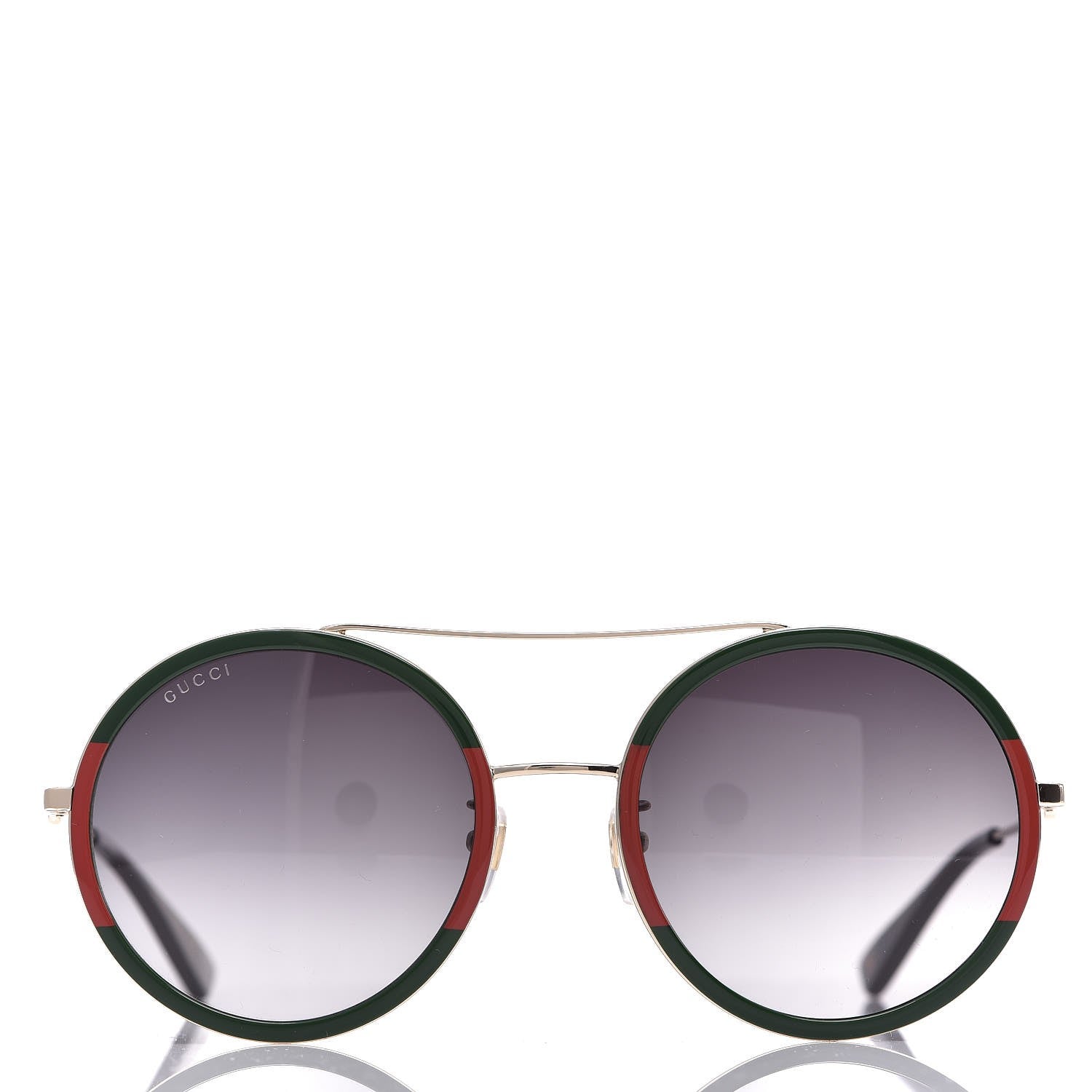 Gucci Round Frame Sunglasses GG0061S Gold Green 2 of 8