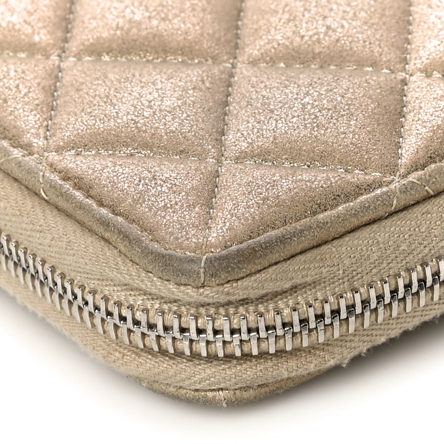 Chanel Metallic Lambskin Quilted Gusset Wallet Gold 11 of 13