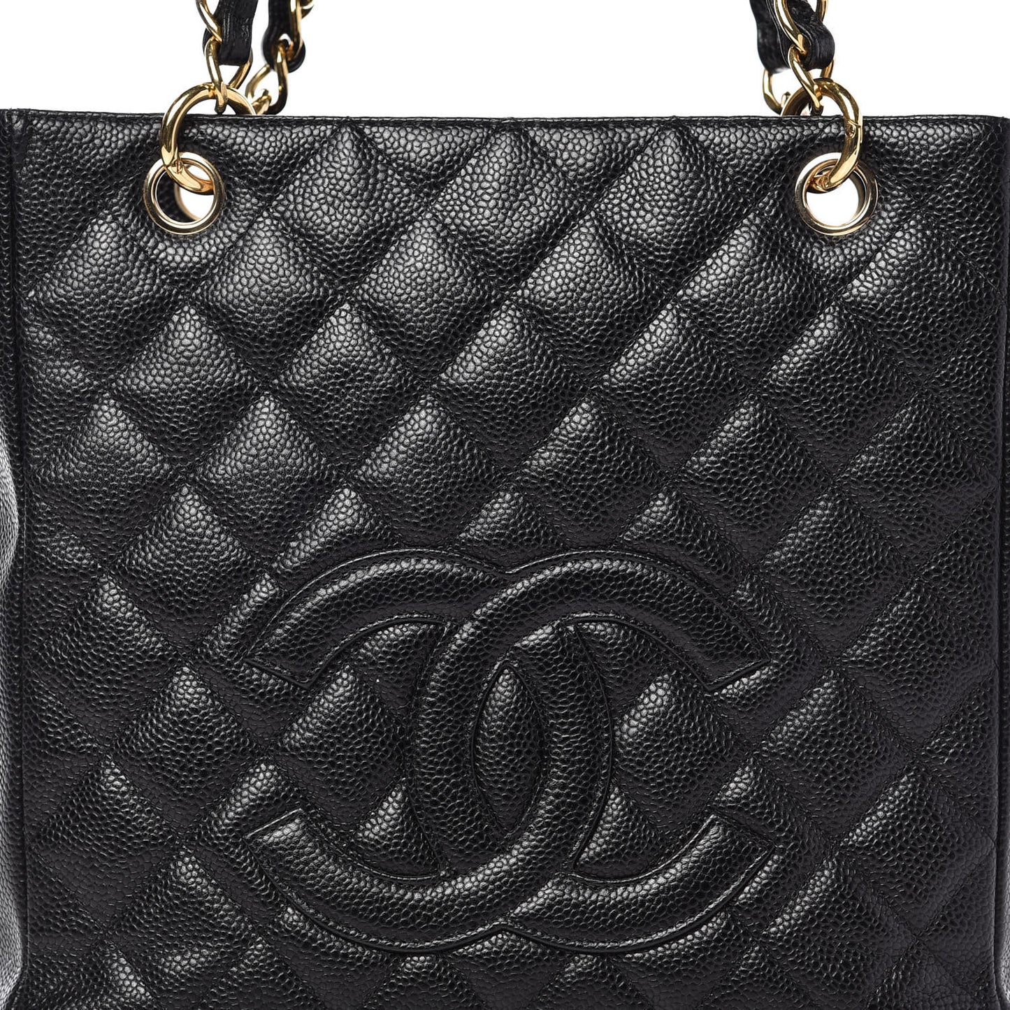 Caviar Quilted Petit Shopping Tote PST Black