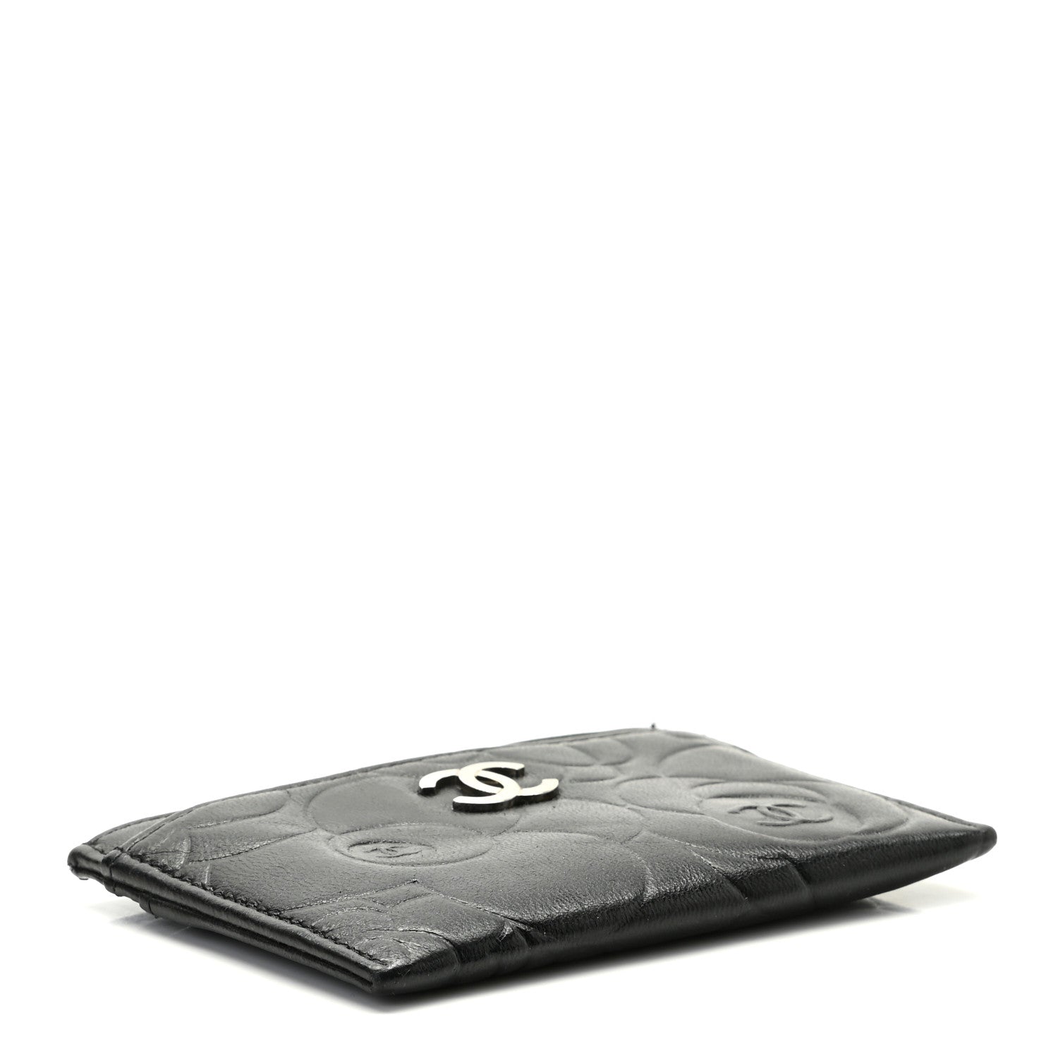 Chanel Lambskin Camellia Stitched Card Holder Black 4 of 8