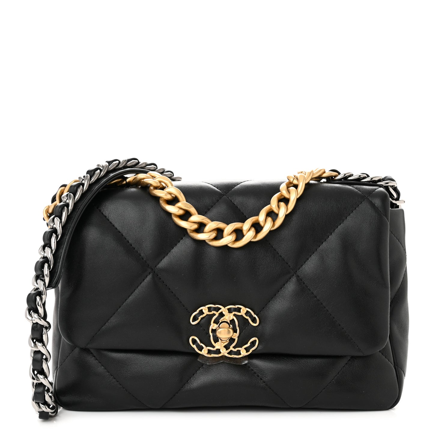 Lambskin Quilted Medium Chanel 19 Flap Black