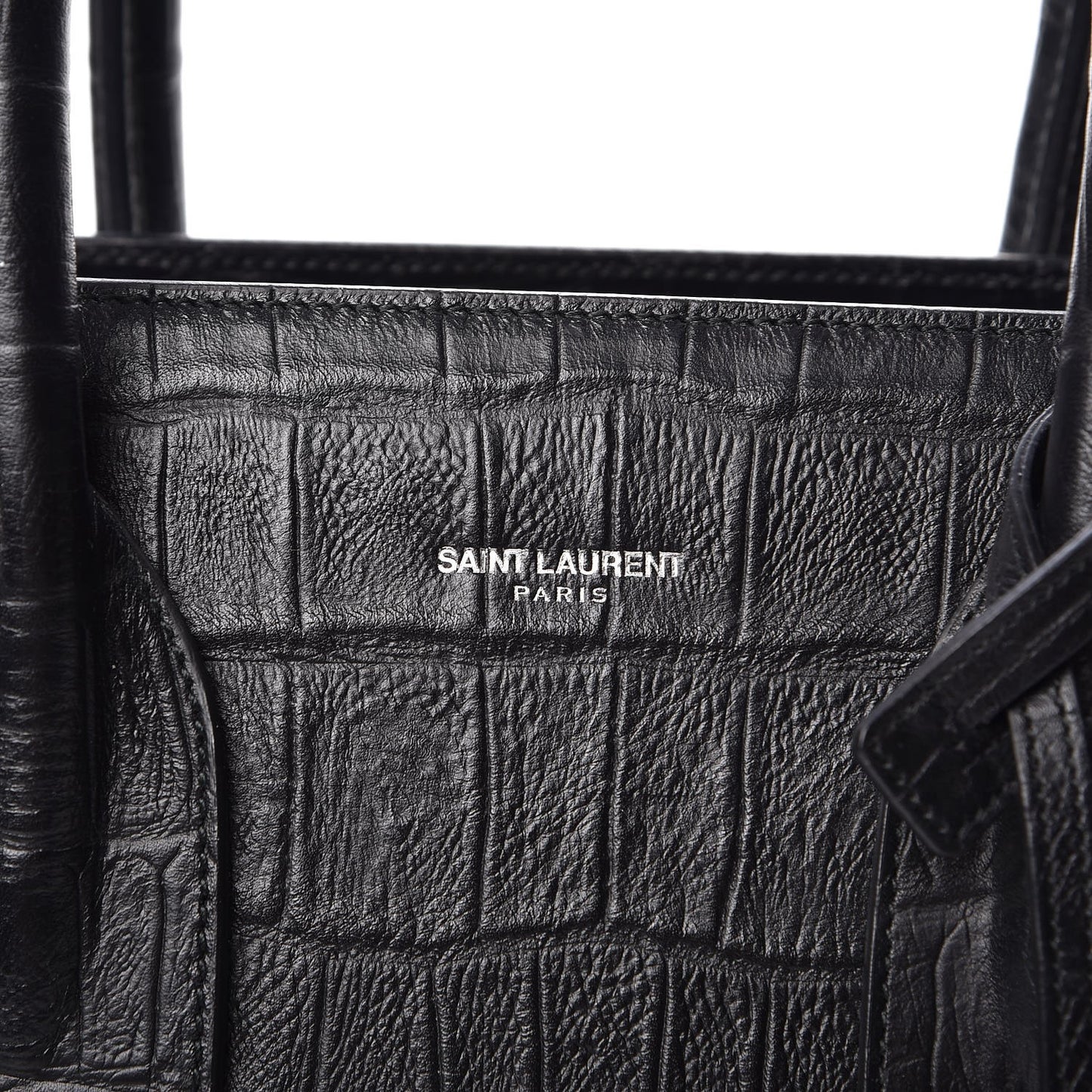 Calfskin Crocodile Embossed Small Sac de Jour Black