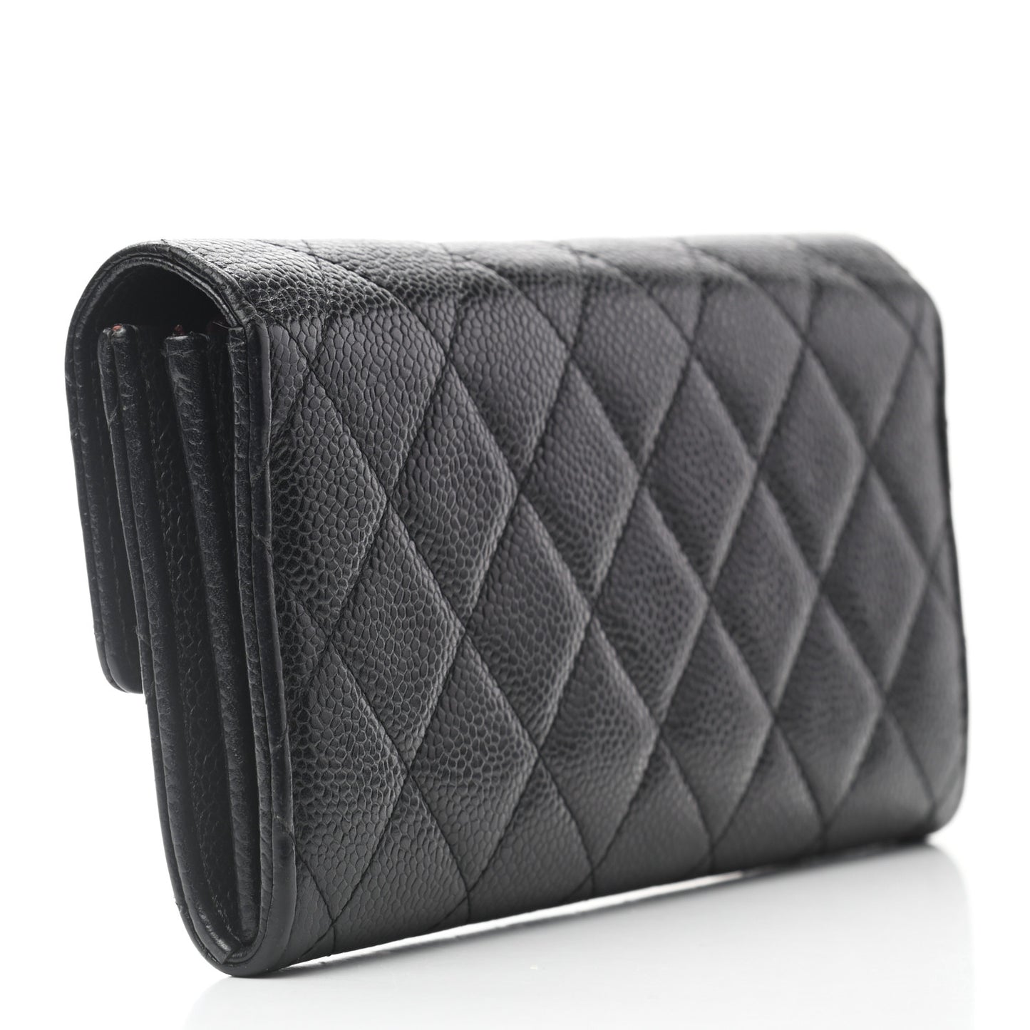 Caviar Quilted Large Flap Wallet Black