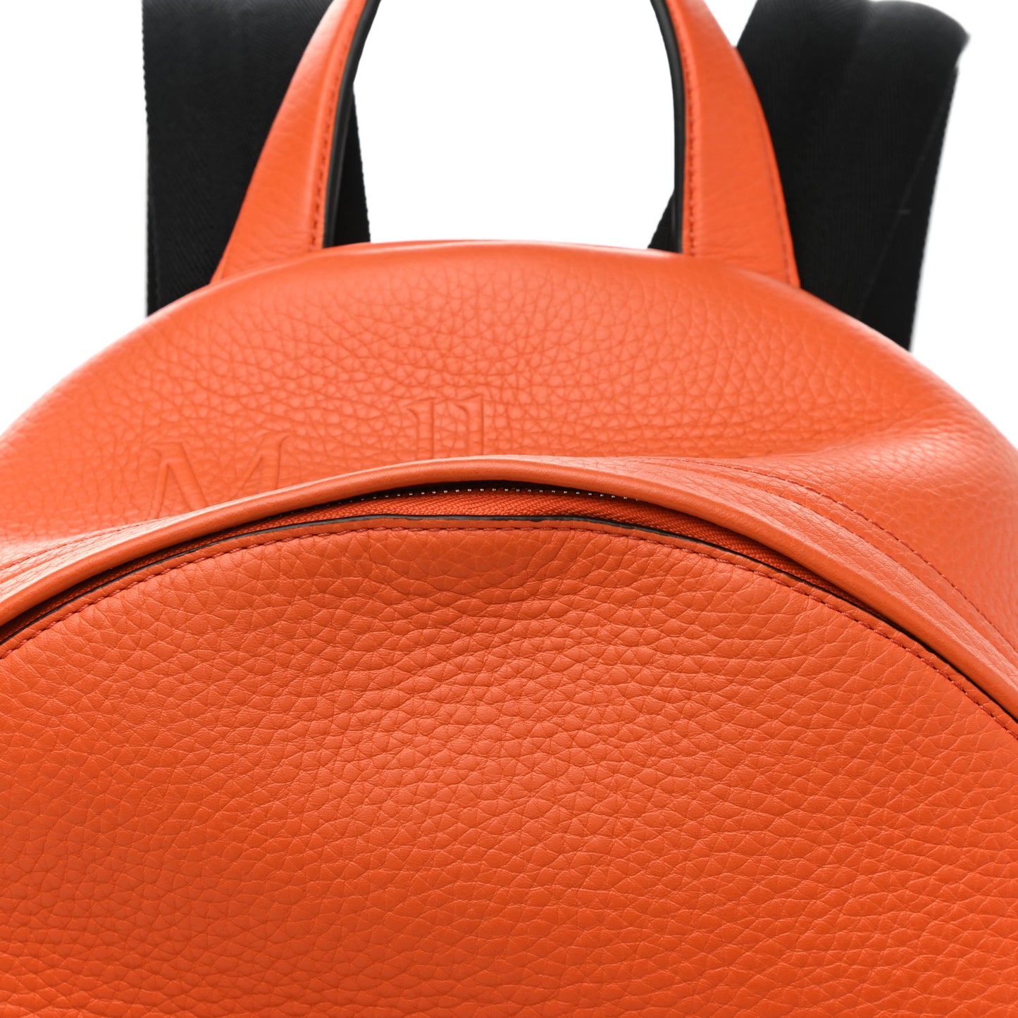 Heavy Grain Calfskin Zipped Backpack Mandarin Orange