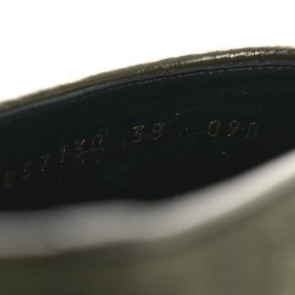 Gucci New Canvas Monogram GG Granada Kid Womens Horsebit Mules 38 Green 10 of 11