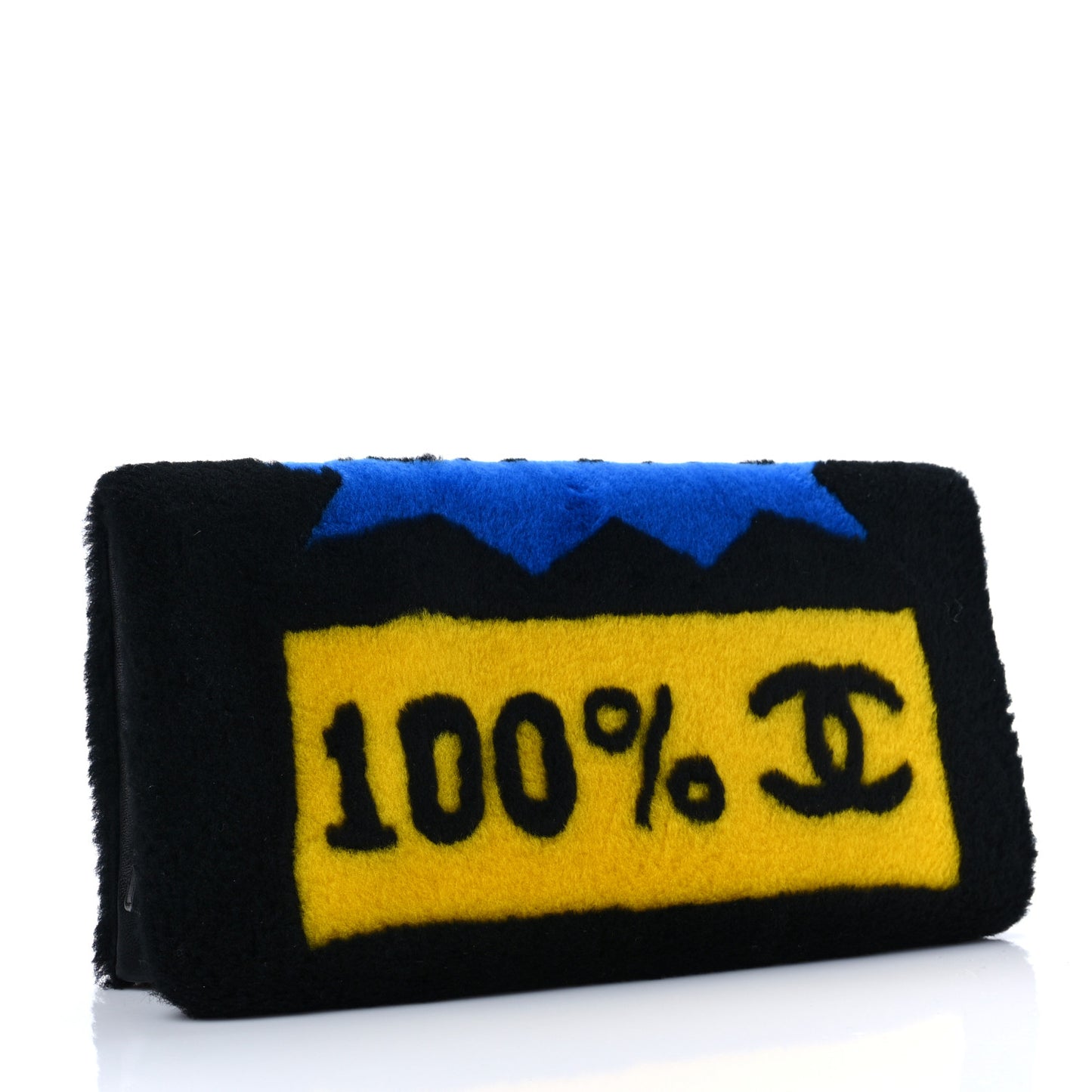 Shearling Lambskin Chanel 100% Clutch Black