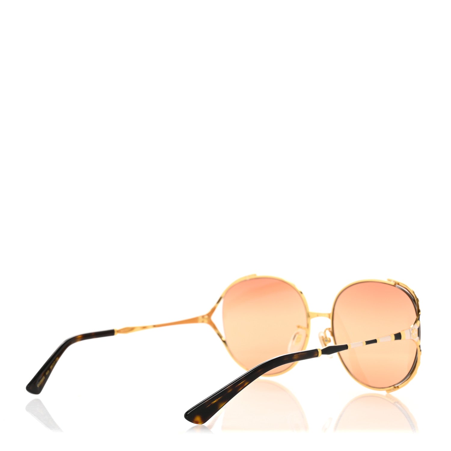 Gucci Metal Round Frame GG0595S Sunglasses Gold Black 4 of 7