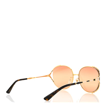 Gucci Metal Round Frame GG0595S Sunglasses Gold Black 4 of 7