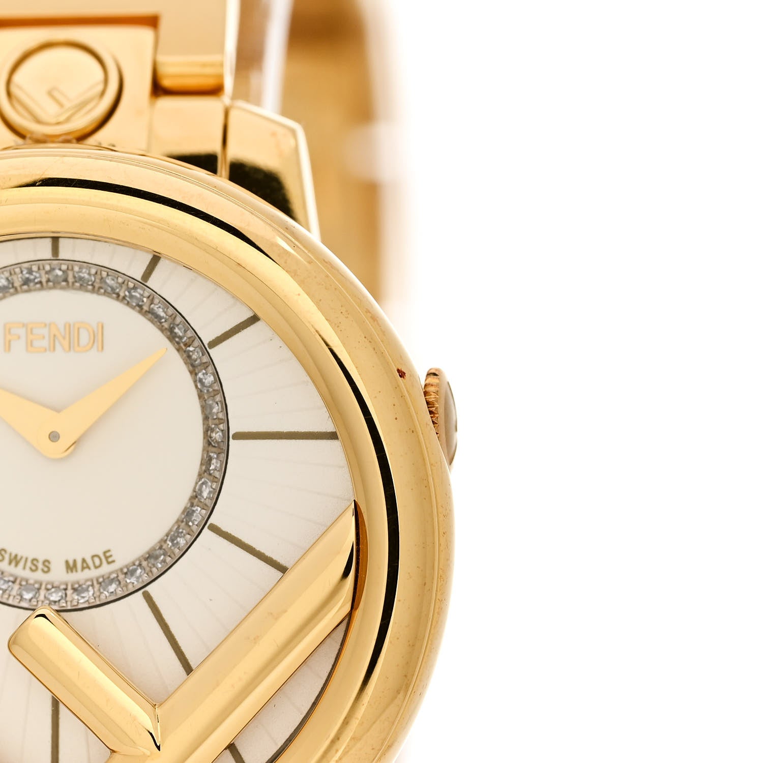 Fendi Stainless Steel Diamond 28mm Run Away Quartz Watch Gold 6 of 7