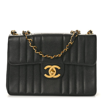 Chanel Caviar Vertical Quilted Jumbo Single Flap Black 1 of 9