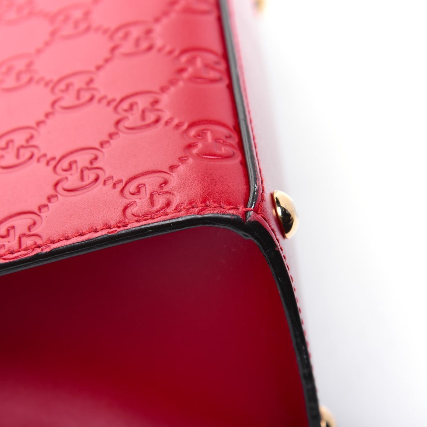 Guccissima Signature Medium Padlock Top Handle Bag Hibiscus Red