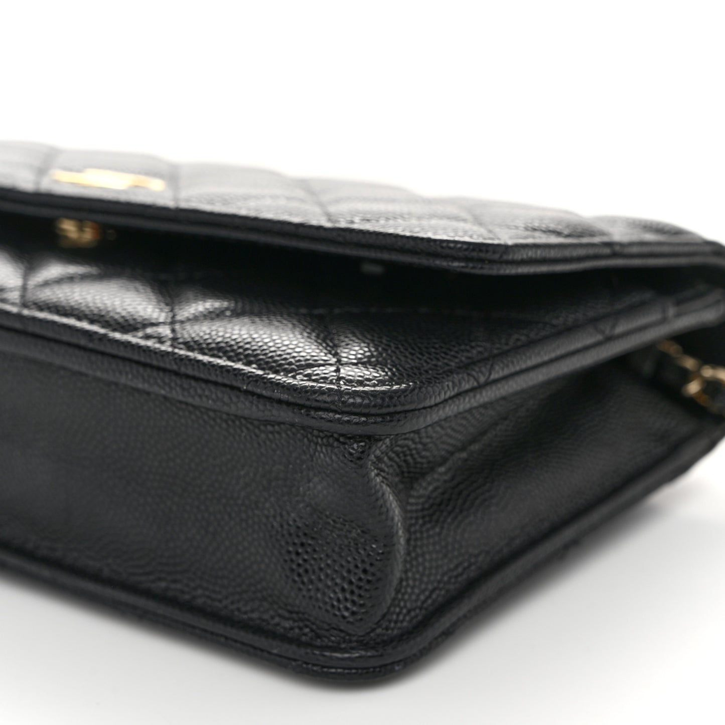 Caviar Quilted Wallet With Charms On Chain WOC Black