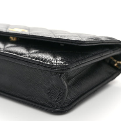 Chanel Caviar Quilted Wallet With Charms On Chain WOC Black 10 of 11