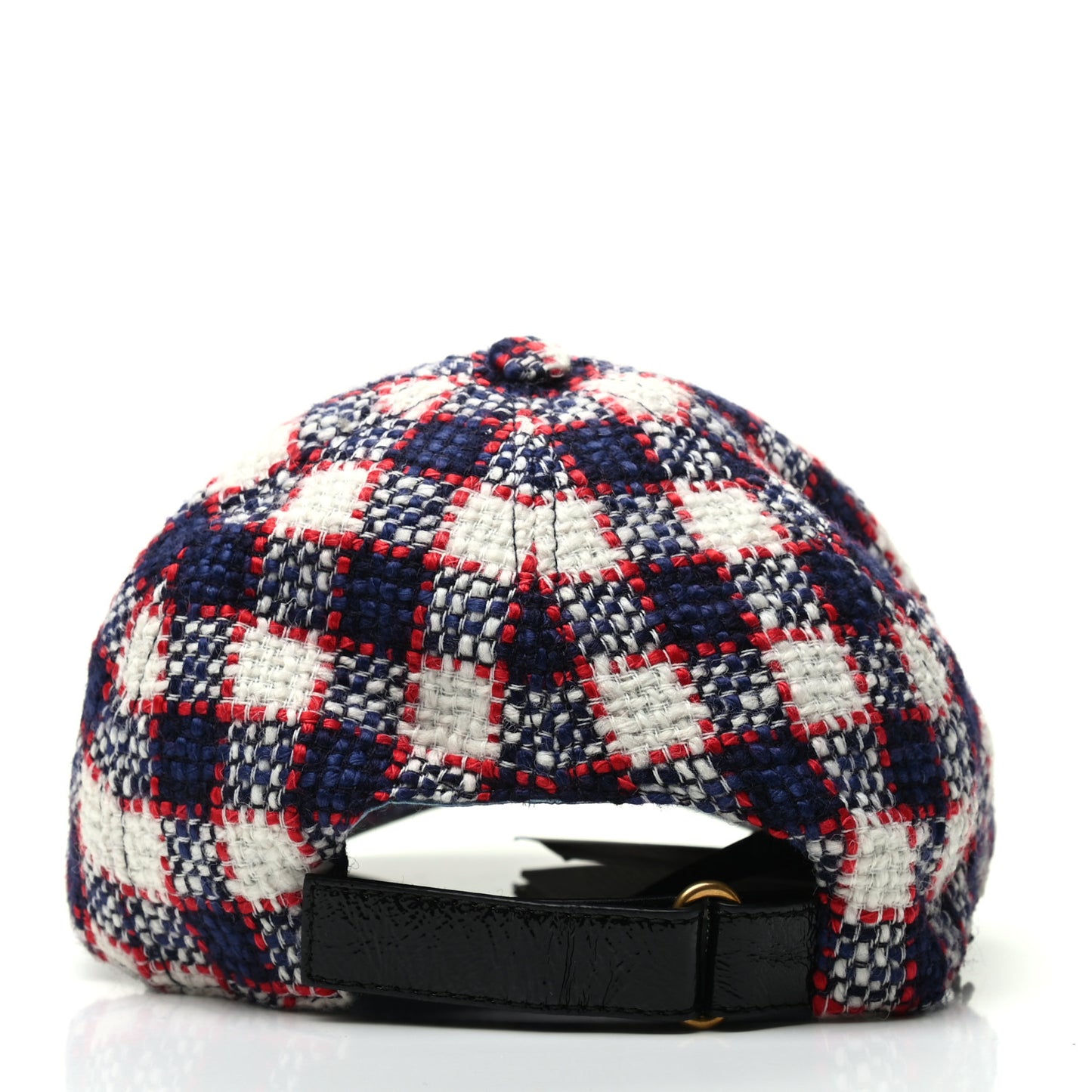 Vintage Tweed Check Claudia Baseball Hat L White Hibiscus Red Marine