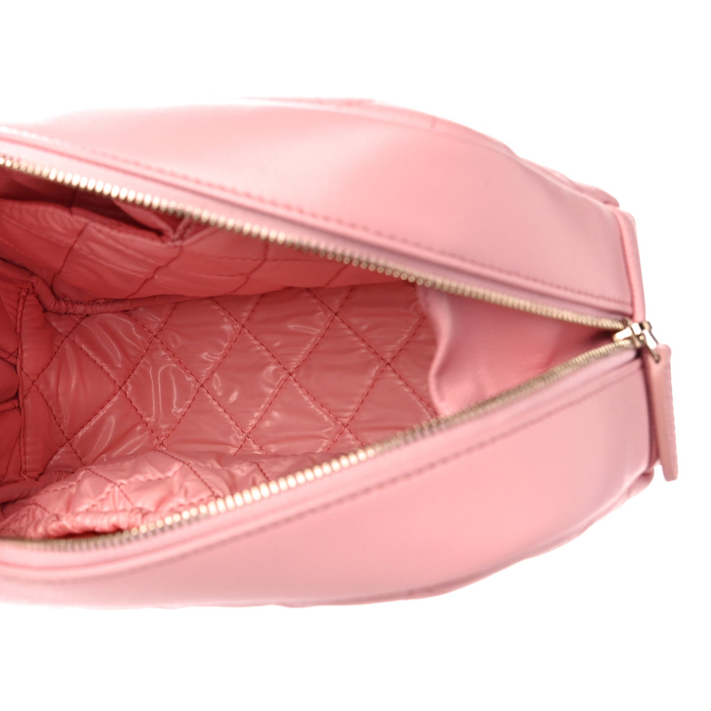 Caviar Quilted Medium Curvy Pouch Cosmetic Case Light Pink