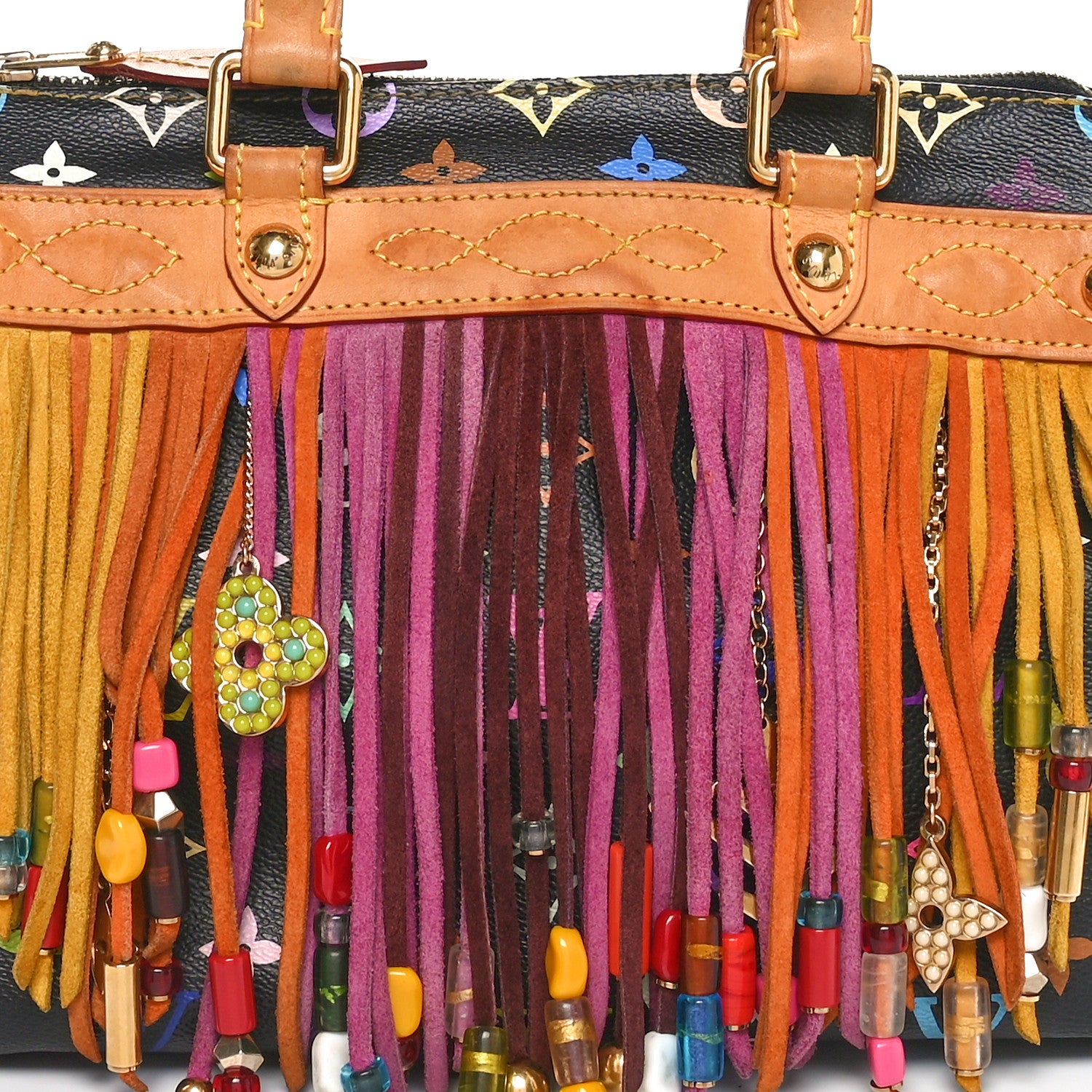 Louis Vuitton Monogram Multicolor Fringe Speedy 25 Black 7 of 11