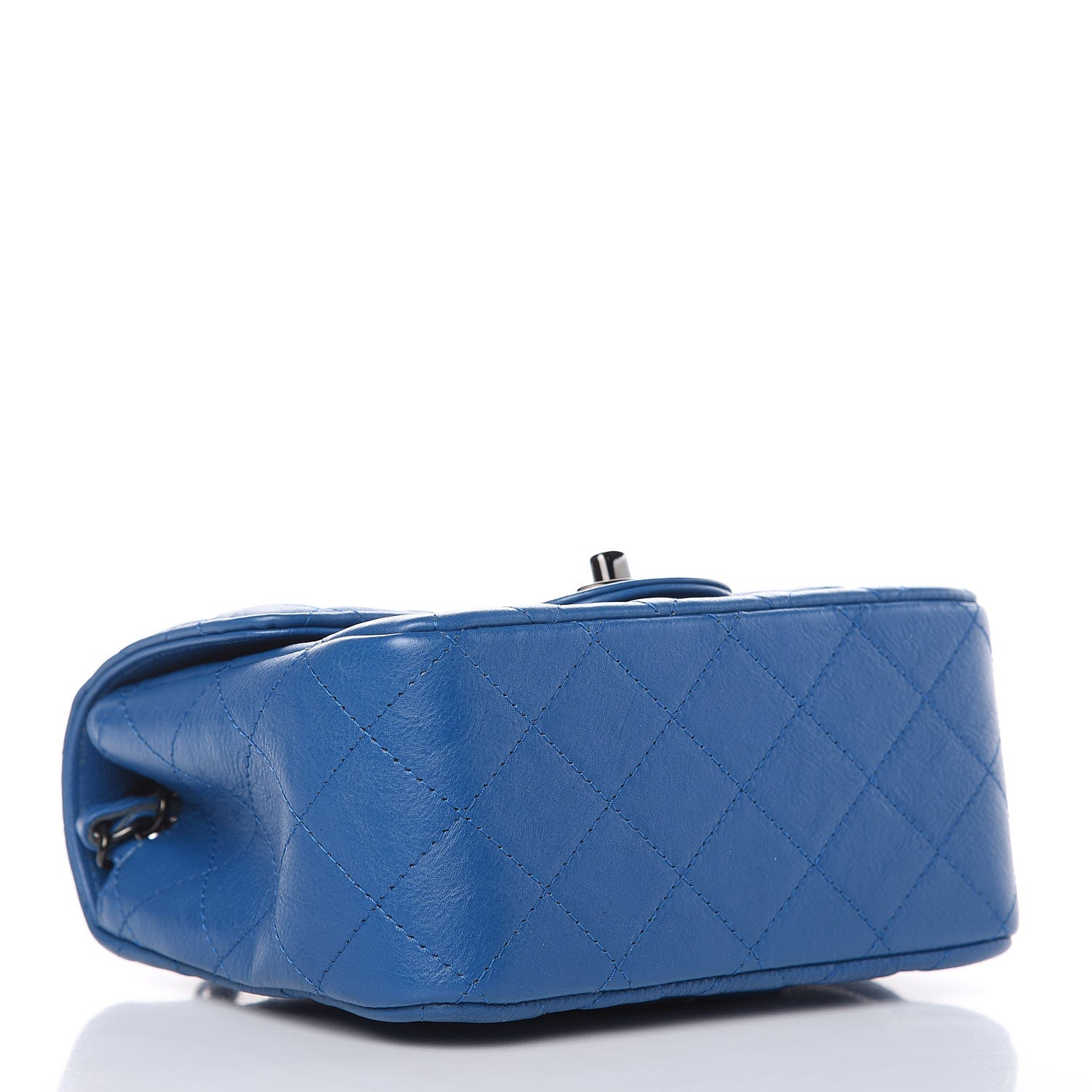 Chanel Crumpled Calfskin Quilted Mini Square Flap Blue 3 of 11
