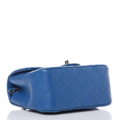 Chanel Crumpled Calfskin Quilted Mini Square Flap Blue 3 of 11