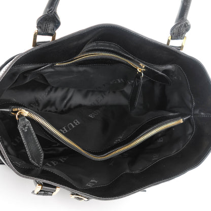 Burberry Lambskin Bridle Calfskin Medium Landscape Lynher Tote Black 5 of 6