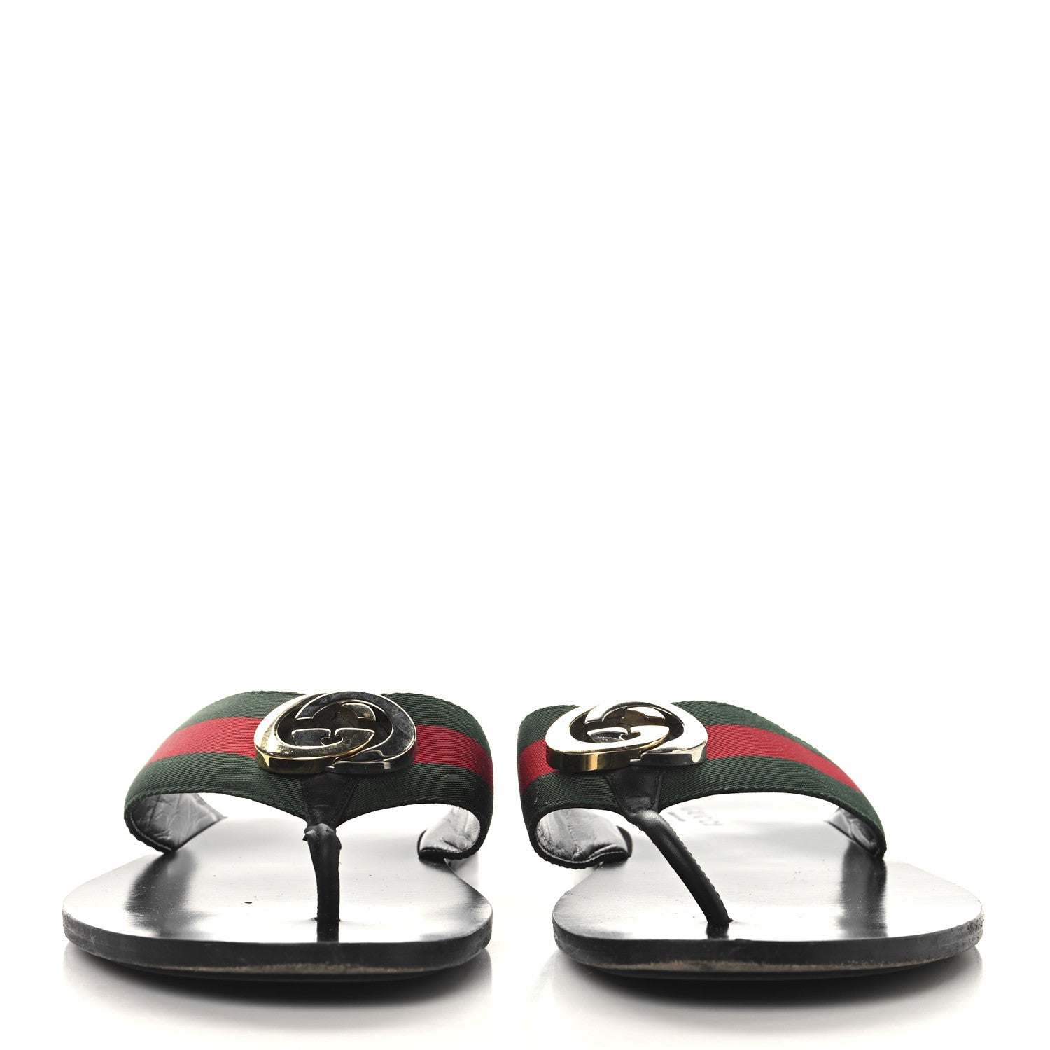 Gucci Nylon Calfskin Web Mens GG Thong Sandals 11 Green Red Black 3 of 11