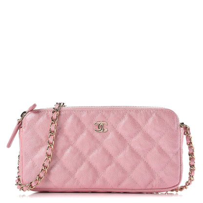 Chanel Iridescent Caviar Quilted Clutch With Chain Rose 1 of 12