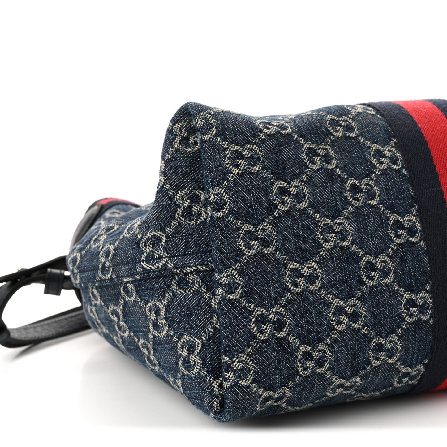 Denim GG Monogram Web Small Giglio Tote Blue White