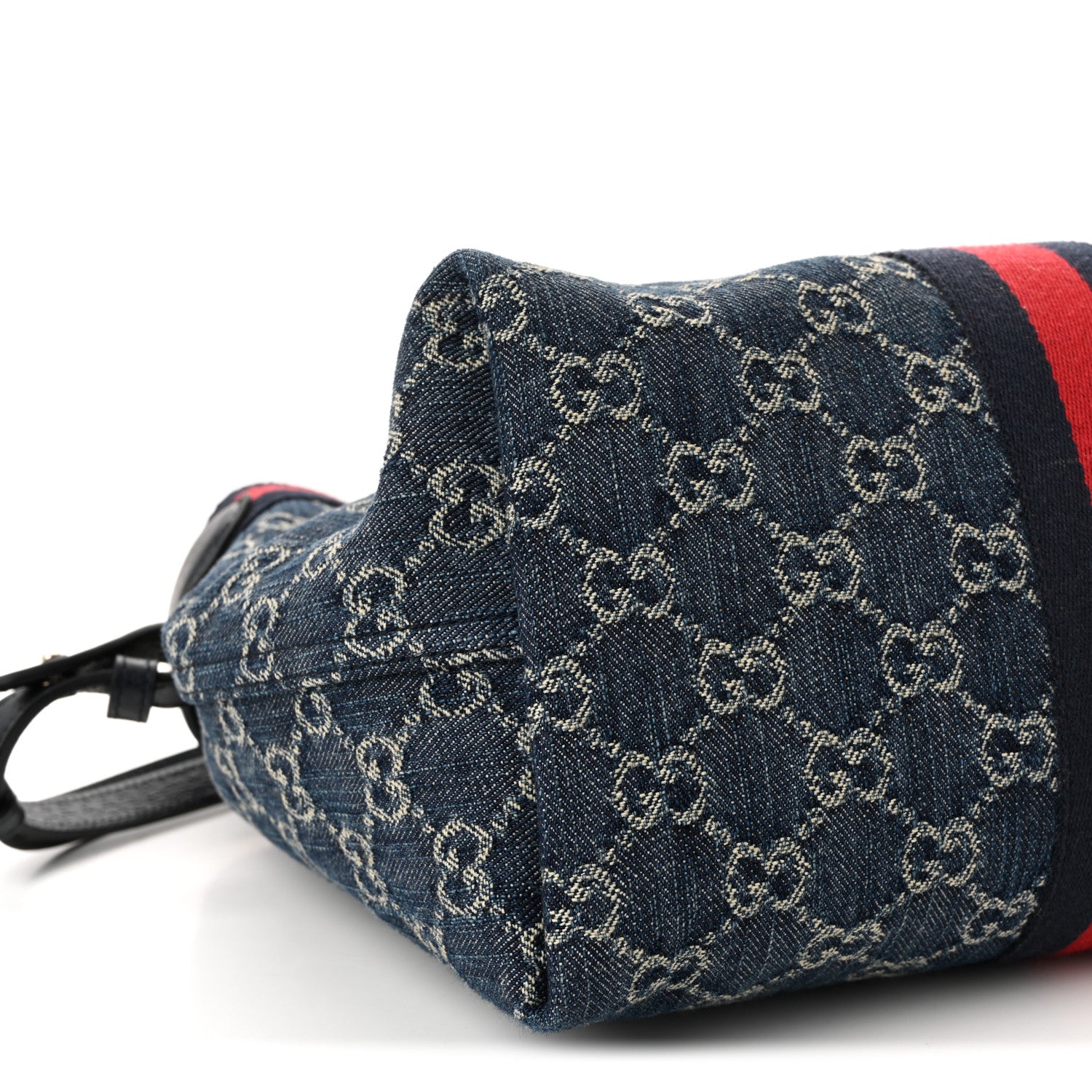 Gucci Denim GG Monogram Web Small Giglio Tote Blue White 9 of 11