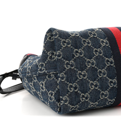 Gucci Denim GG Monogram Web Small Giglio Tote Blue White 9 of 11