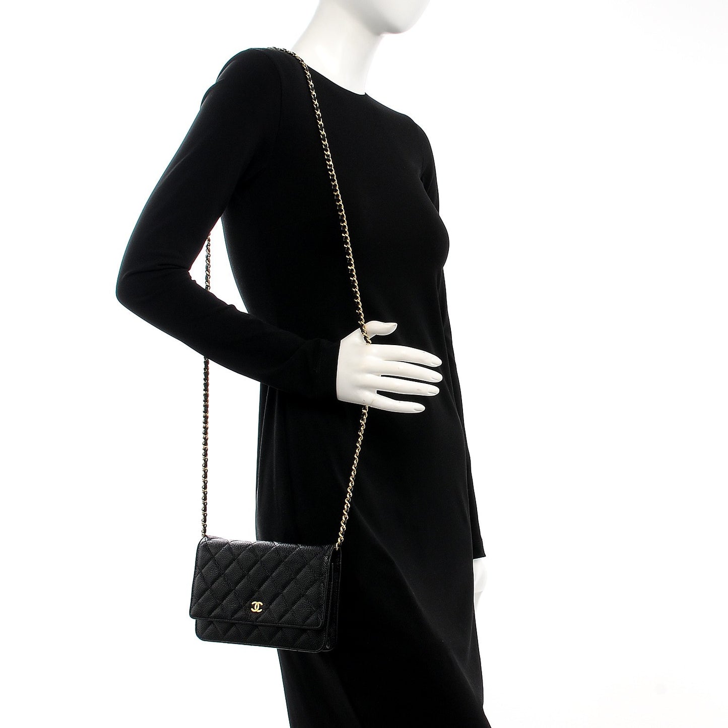 Caviar Quilted Wallet On Chain WOC Black