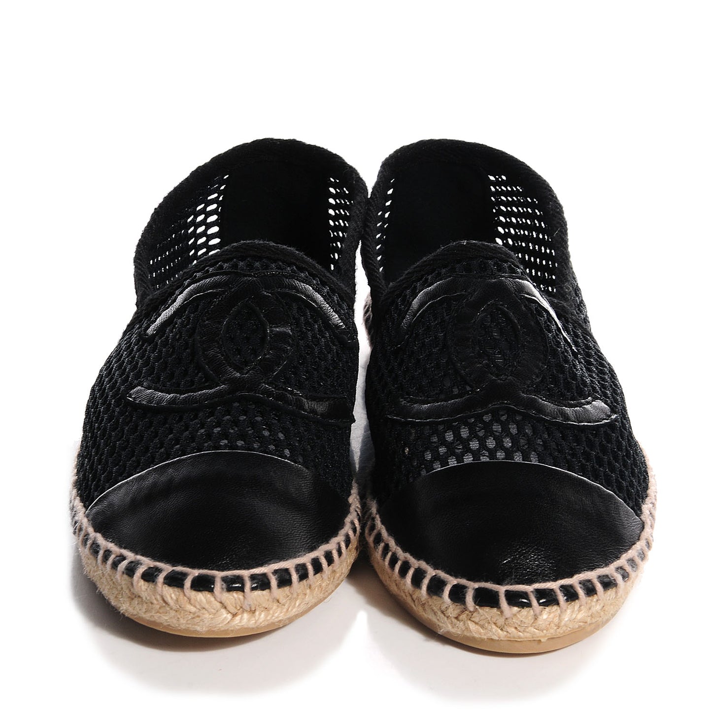 Mesh Lambskin Espadrilles 38 Black