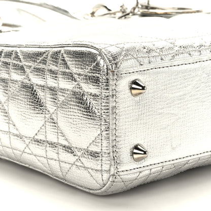 Christian Dior Metallic Grained Calfskin Cannage Small Lucky Badges My Lady Dior Silver 8 of 9