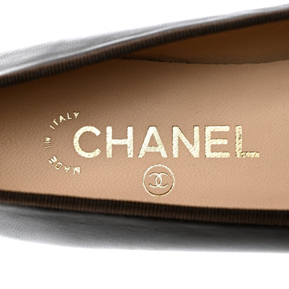 Chanel Lambskin Cap Toe CC Ballerina Flats 35.5 Brown Black 7 of 9