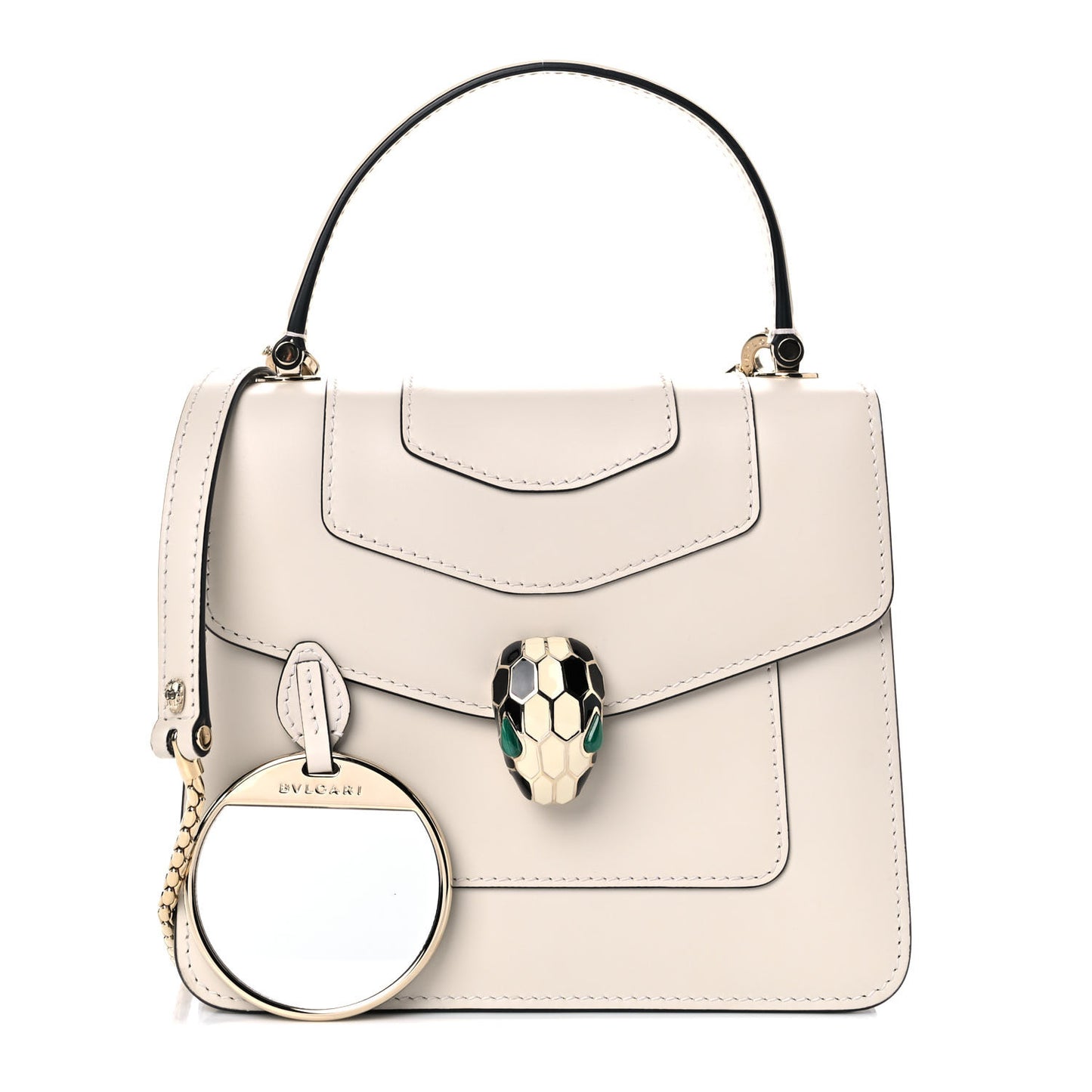 Calfskin Serpenti Forever Top Handle White