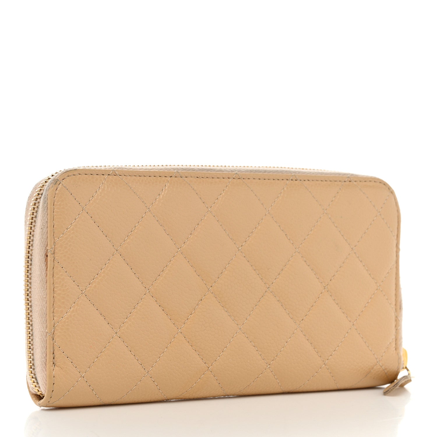 Chanel Caviar Quilted Large Gusset Zip Around Wallet Beige Clair 3 of 11
