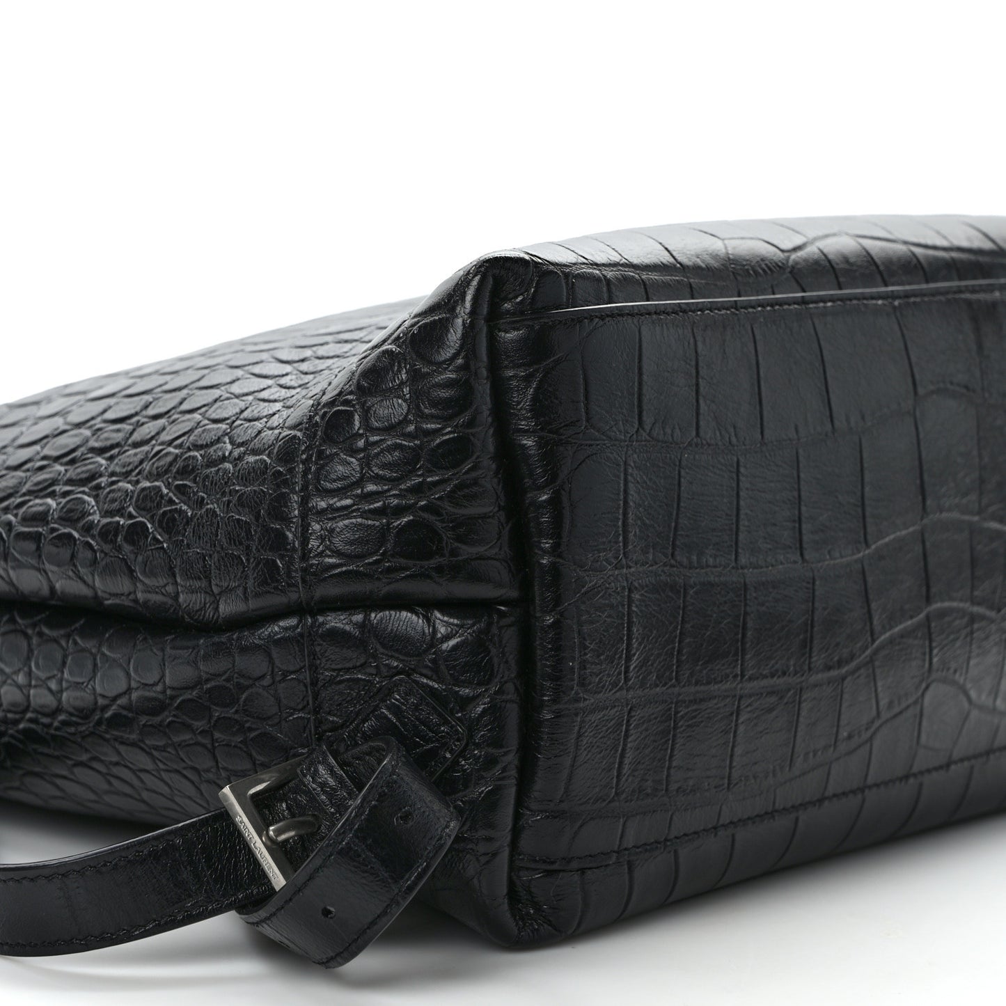 Calfskin Crocodile Embossed Sac De Jour Backpack Black