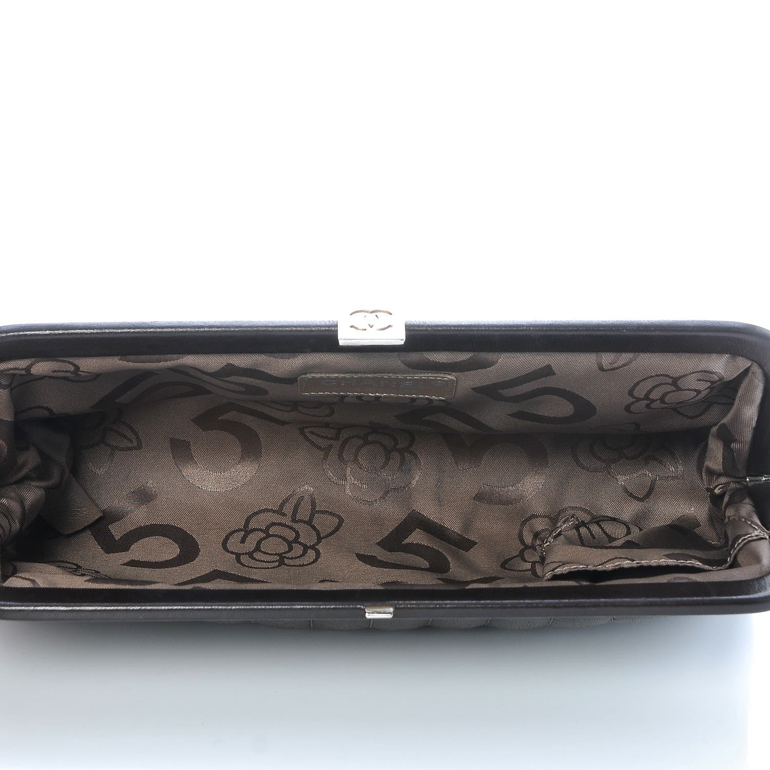 Chanel Lambskin Vertical Quilted Mademoiselle Clutch Dark Brown 5 of 8