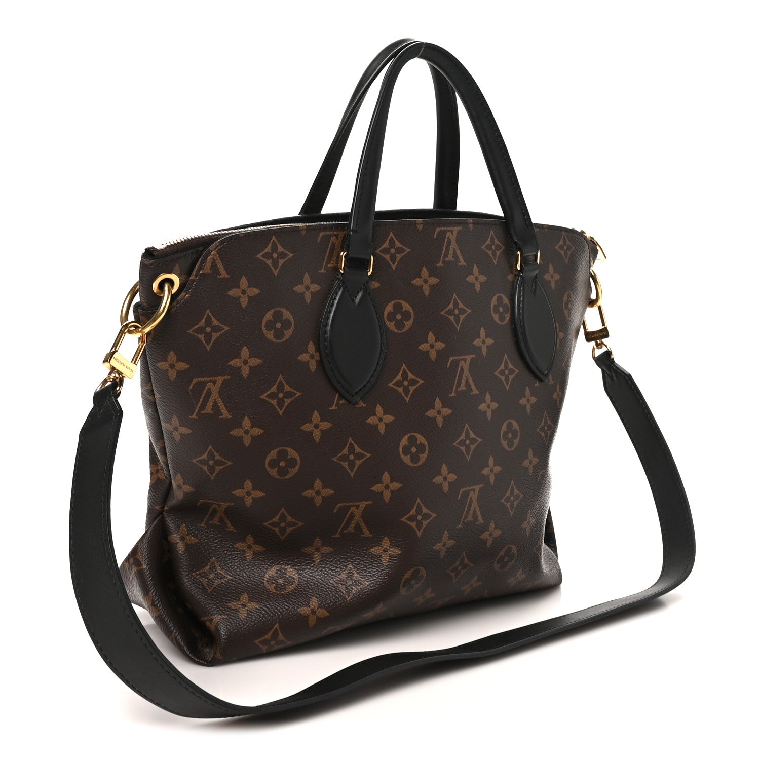Louis Vuitton Monogram Flower Zipped Tote MM Black 3 of 9