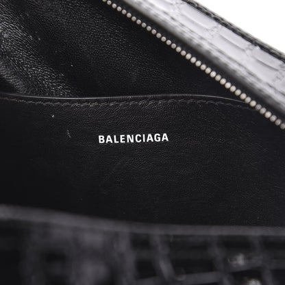 Balenciaga Calfskin Crocodile Embossed Clutch Black 7 of 7