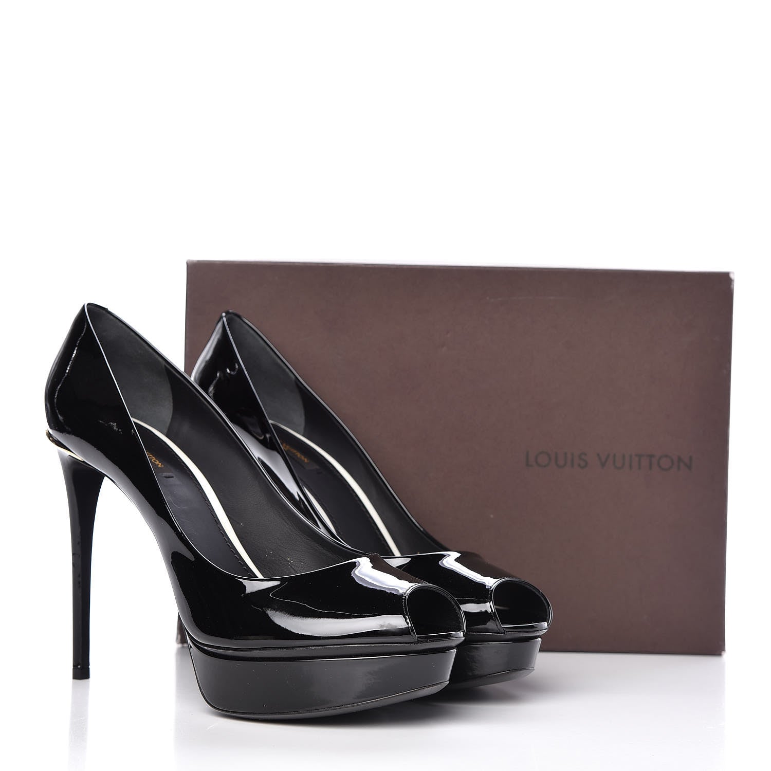 Louis Vuitton Patent Calfskin Eyeline Open Toe Pumps 40.5 Black 11 of 11