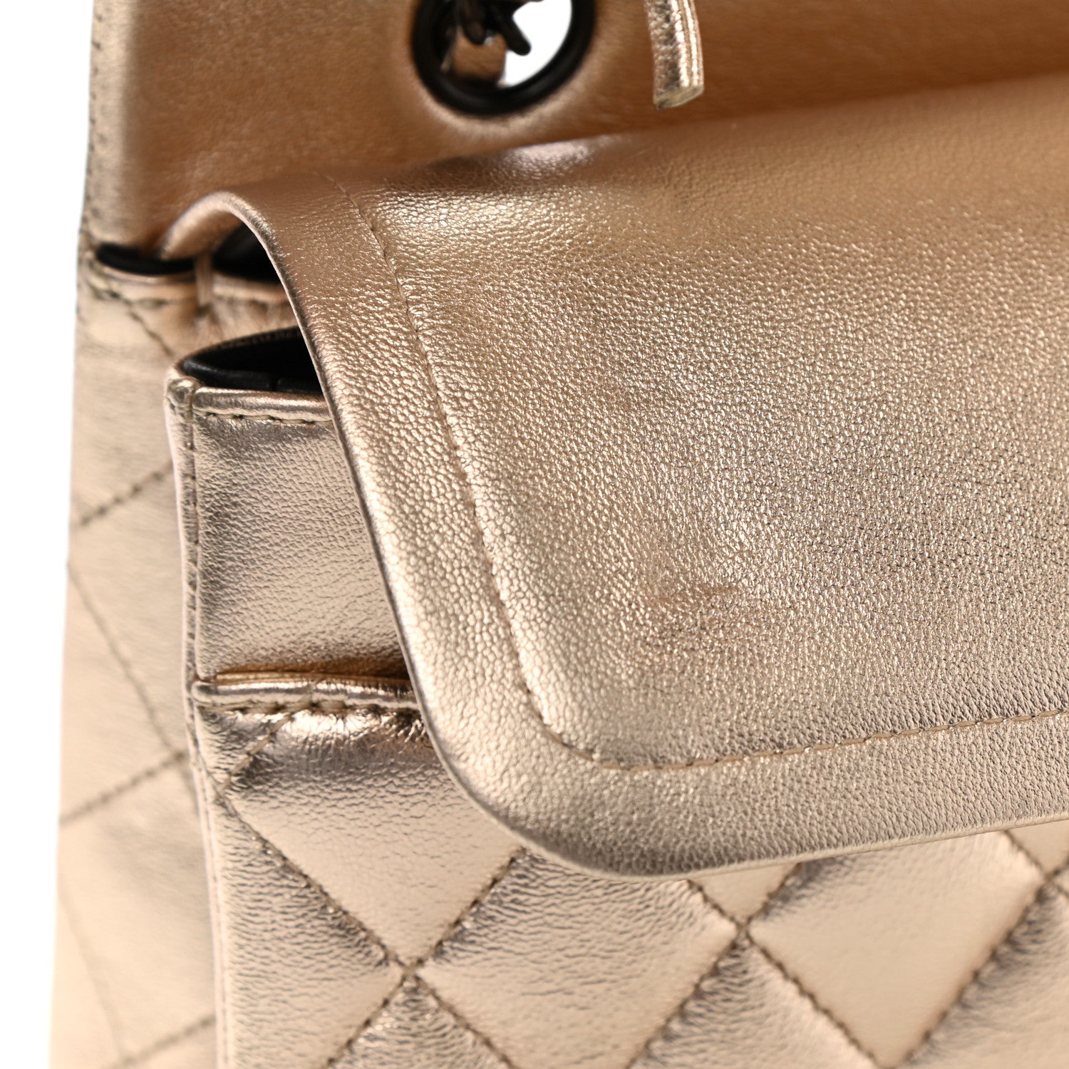 Chanel Metallic Lambskin Quilted Medium Double Flap Gold Black 11 of 11