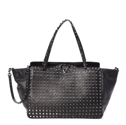 Valentino Garavani Vitello Medium Rockstud All Over Tote Black 1 of 11